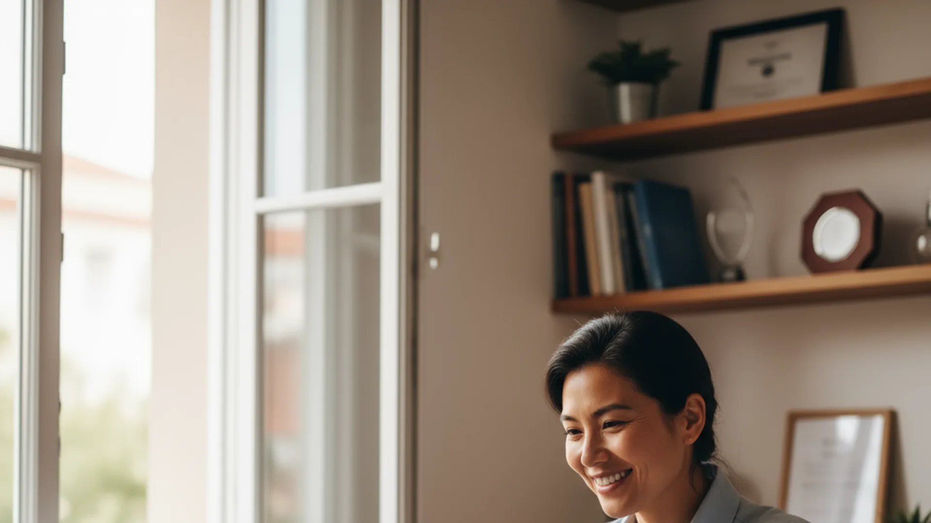 Founder's desk transformed from cluttered paperwork to a calm automation dashboard