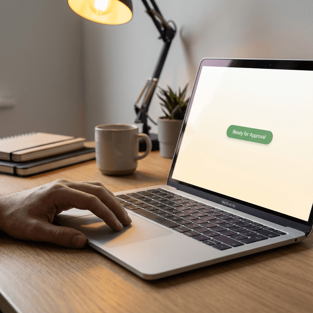 Human review interface showing a green approval button